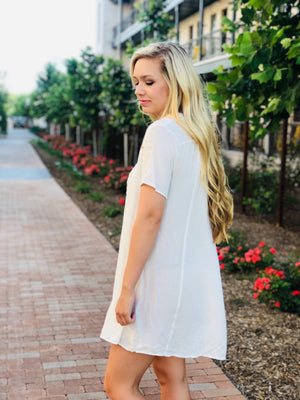 Floral Embroidered A-Line Tee Dress