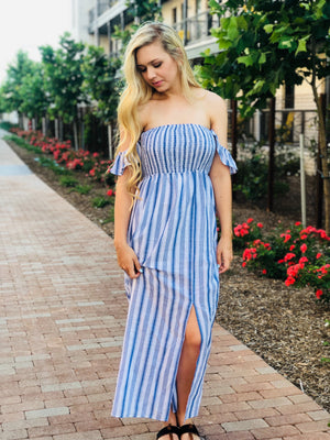 Stripe OTS Maxi Dress - Blue