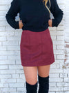 Burgundy Suede Pocket Skirt