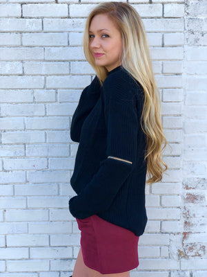 Mock Neck Sweater With Zippers