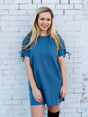 Sky Blue Pocket Shift Dress