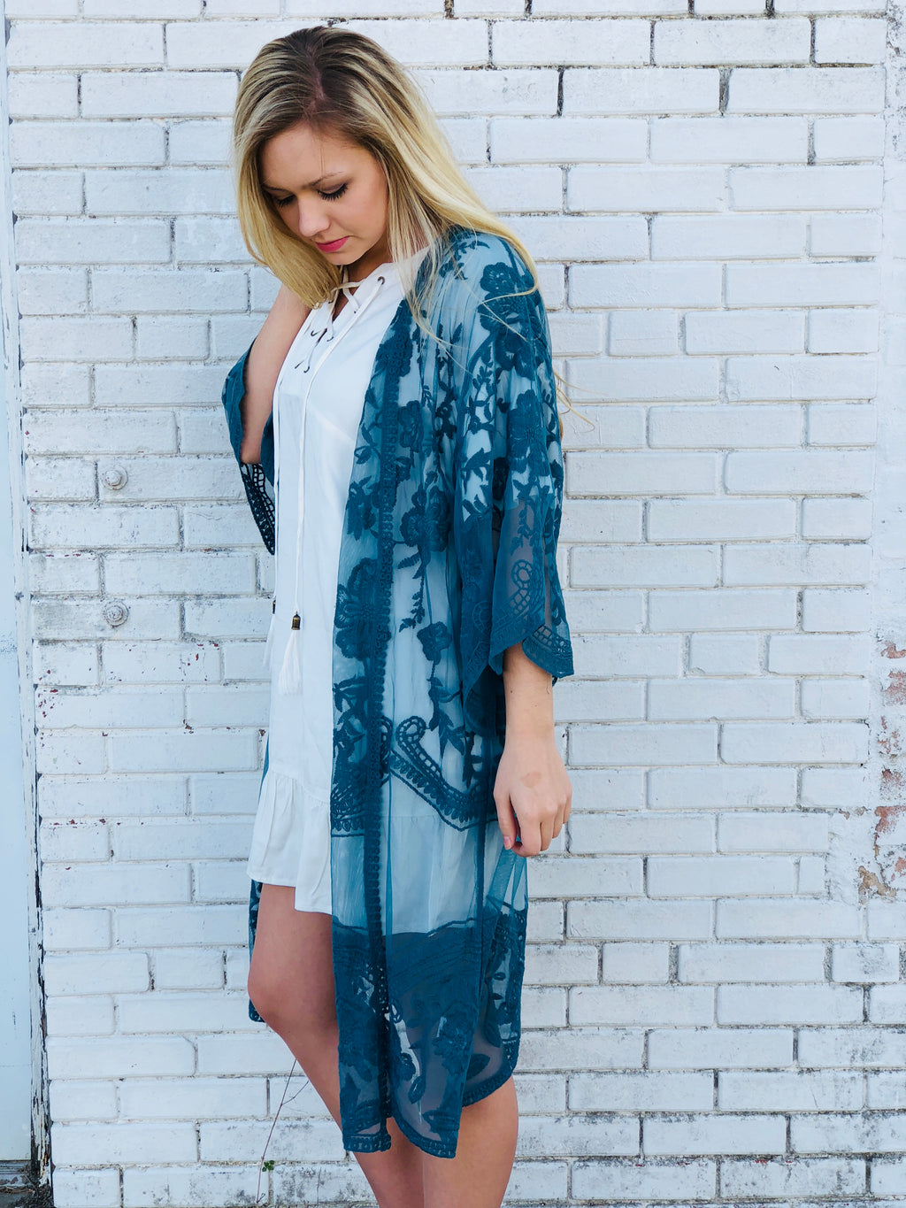 Teal Lace Duster