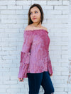 Off The Shoulder Bell Sleeve Velvet Top