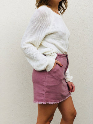 Mauve Frayed Skirt