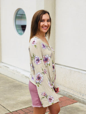 Taupe Floral Top
