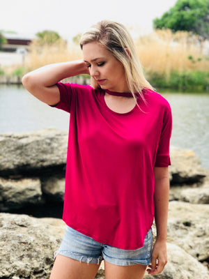 Hot Pink Cut Out Top