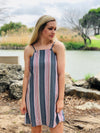 Ivory Blue Stripe Dress