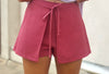 Mauve Front Tie Layered Shorts
