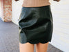 Scalloped Leather Skirt - Olive