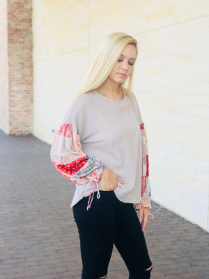 Patchwork Waffle Knit Top
