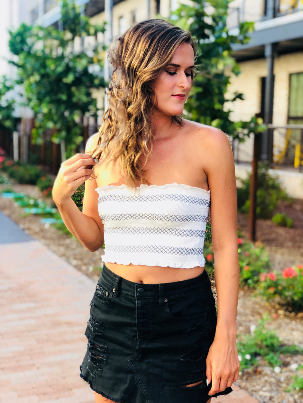 White & Black Tube Top