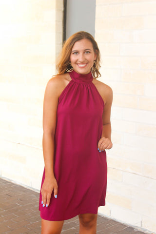 slim fit dress slacks Halter Magenta Cut Out Ruffle Long Formal Dress – FancyVestido main image 0