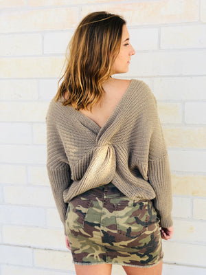 Twist Back Sweater - Mocha
