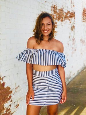 Out At Sea Stripe Skirt Set