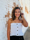 Smocked Button Top - Ivory