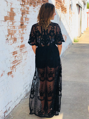 Black Lace Maxi Romper Persuade Boutique Black Lace Maxi Romper Persuade Boutique